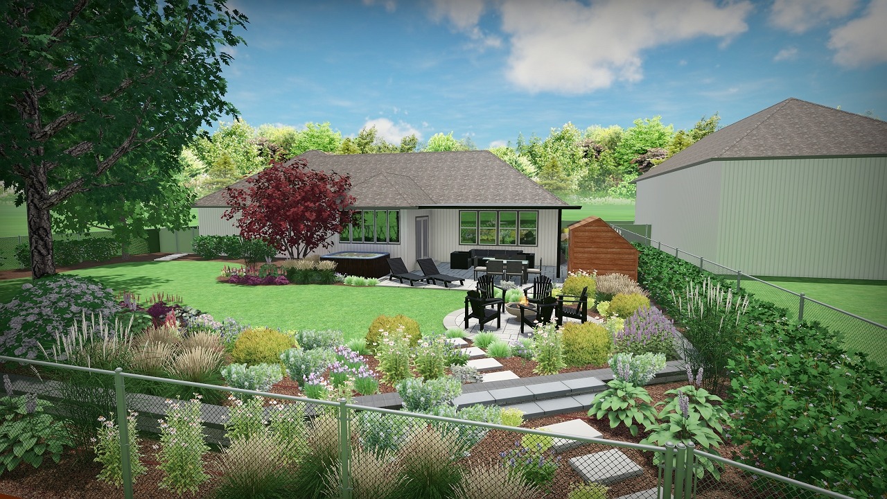 3D house garden design