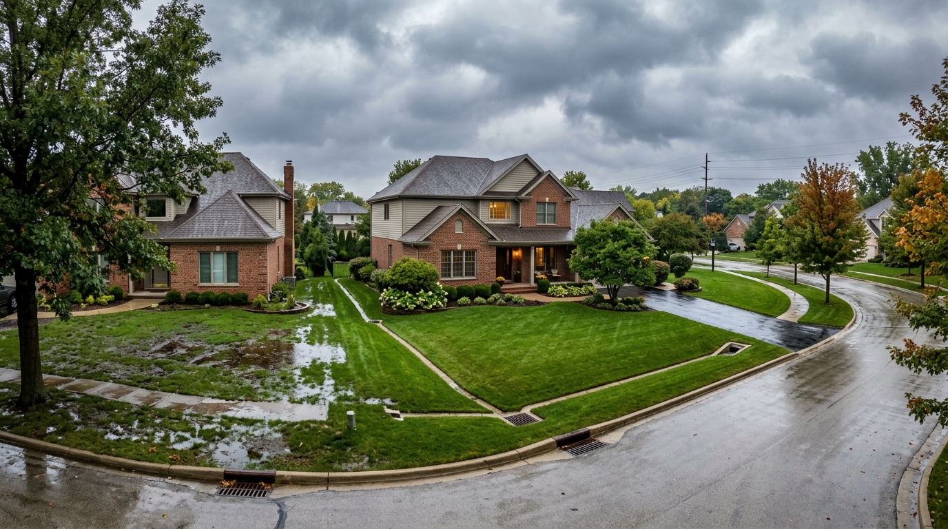 Suburban Des Plaines yard staying dry after heavy rain thanks to engineered drainage