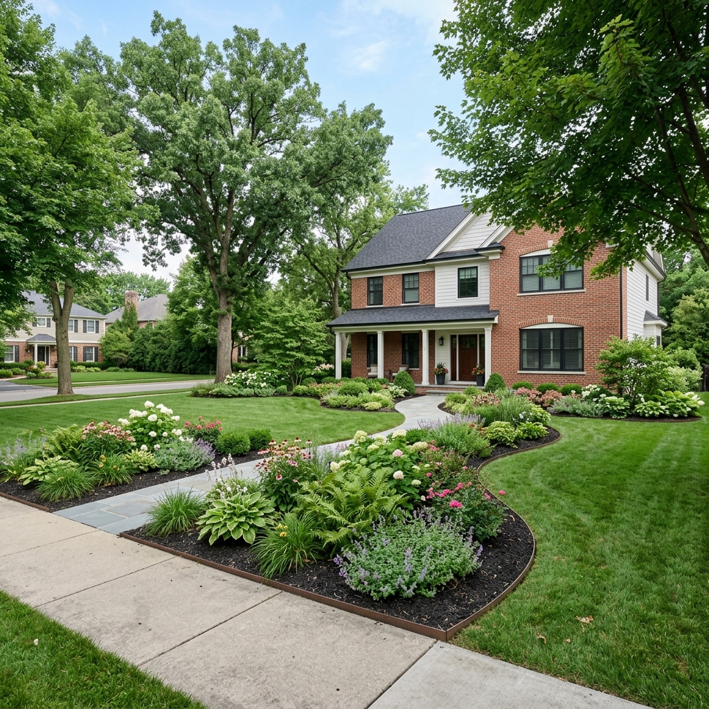 Landscape design near Windsor Elementary in Arlington Heights — front yard