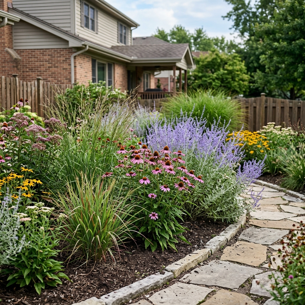 Native perennial garden design near Rivers Trails Middle Mount Prospect