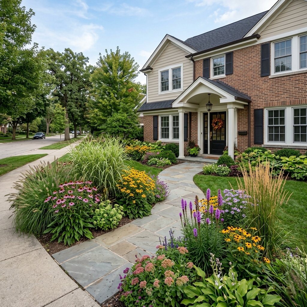 Front entry walkway design near Lincoln Middle School in Park Ridge