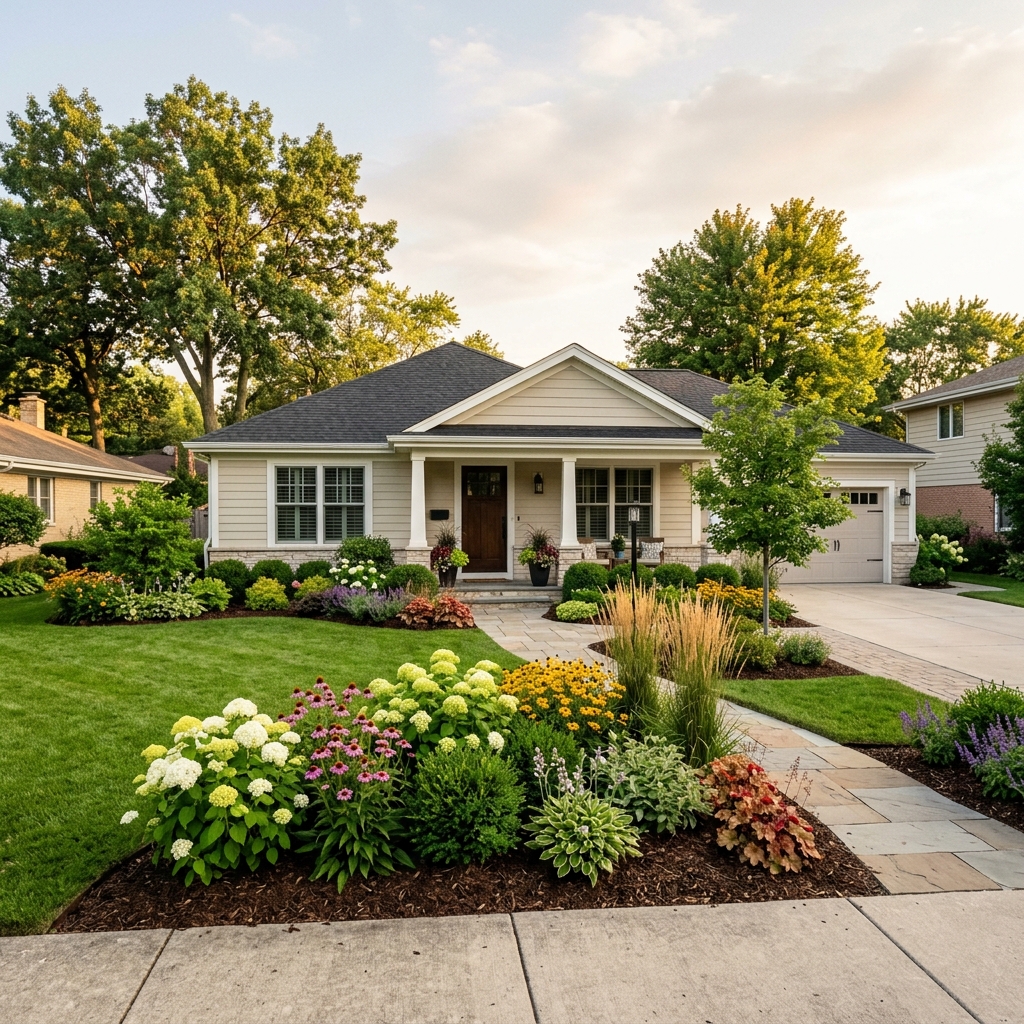 Front yard plant palette design near Prospect HS Mount Prospect