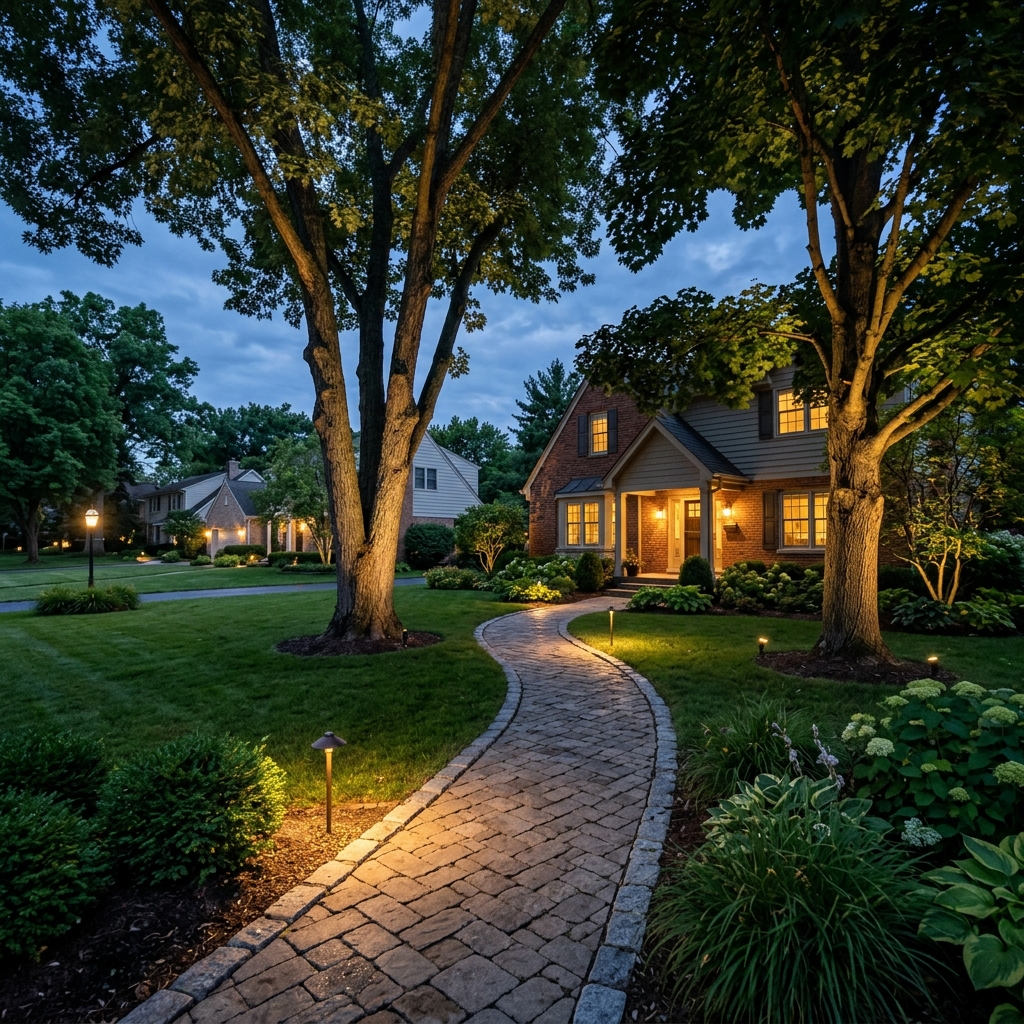 Landscape lighting design near Rivers Trails Mount Prospect