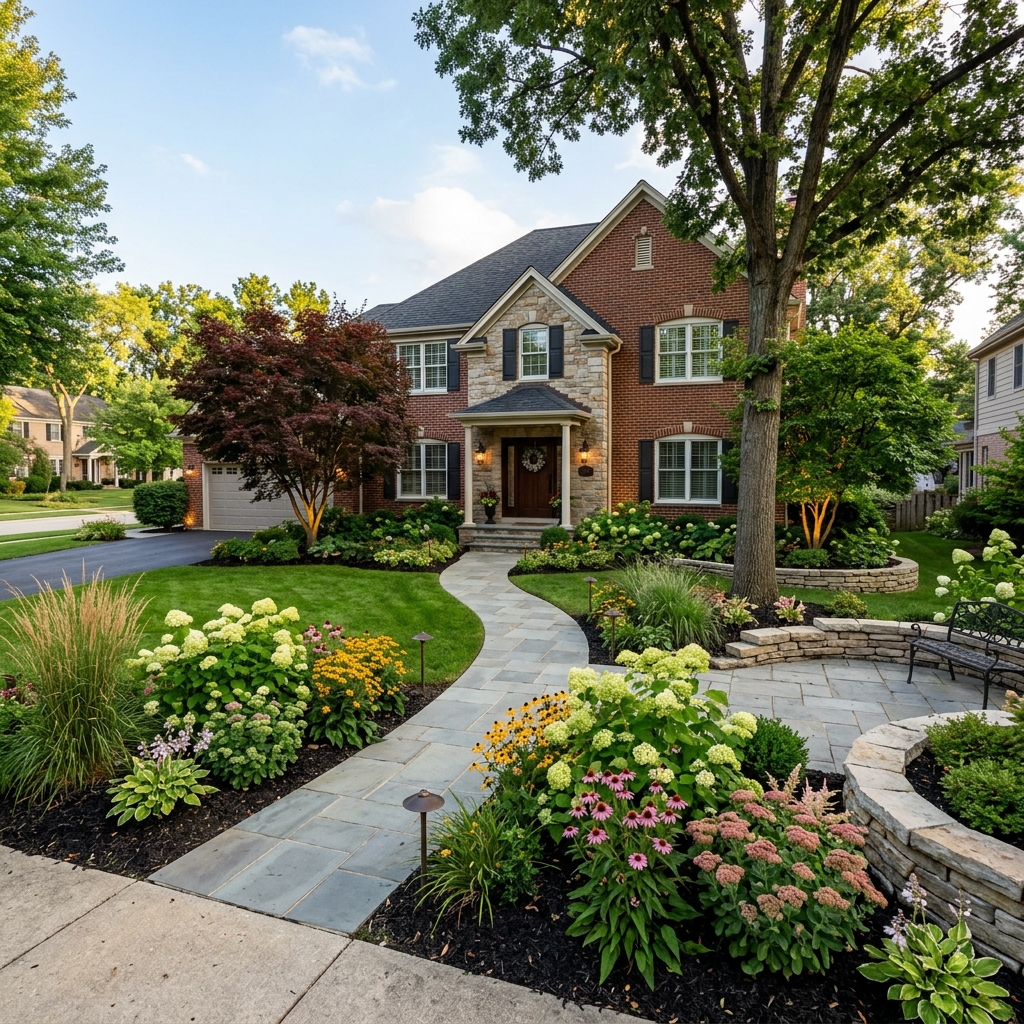 Full landscape design near Windsor Elementary School in Arlington Heights